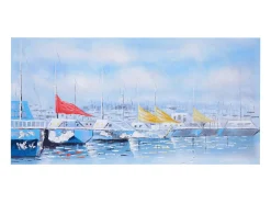 Pintura al óleo barcos pintados a mano