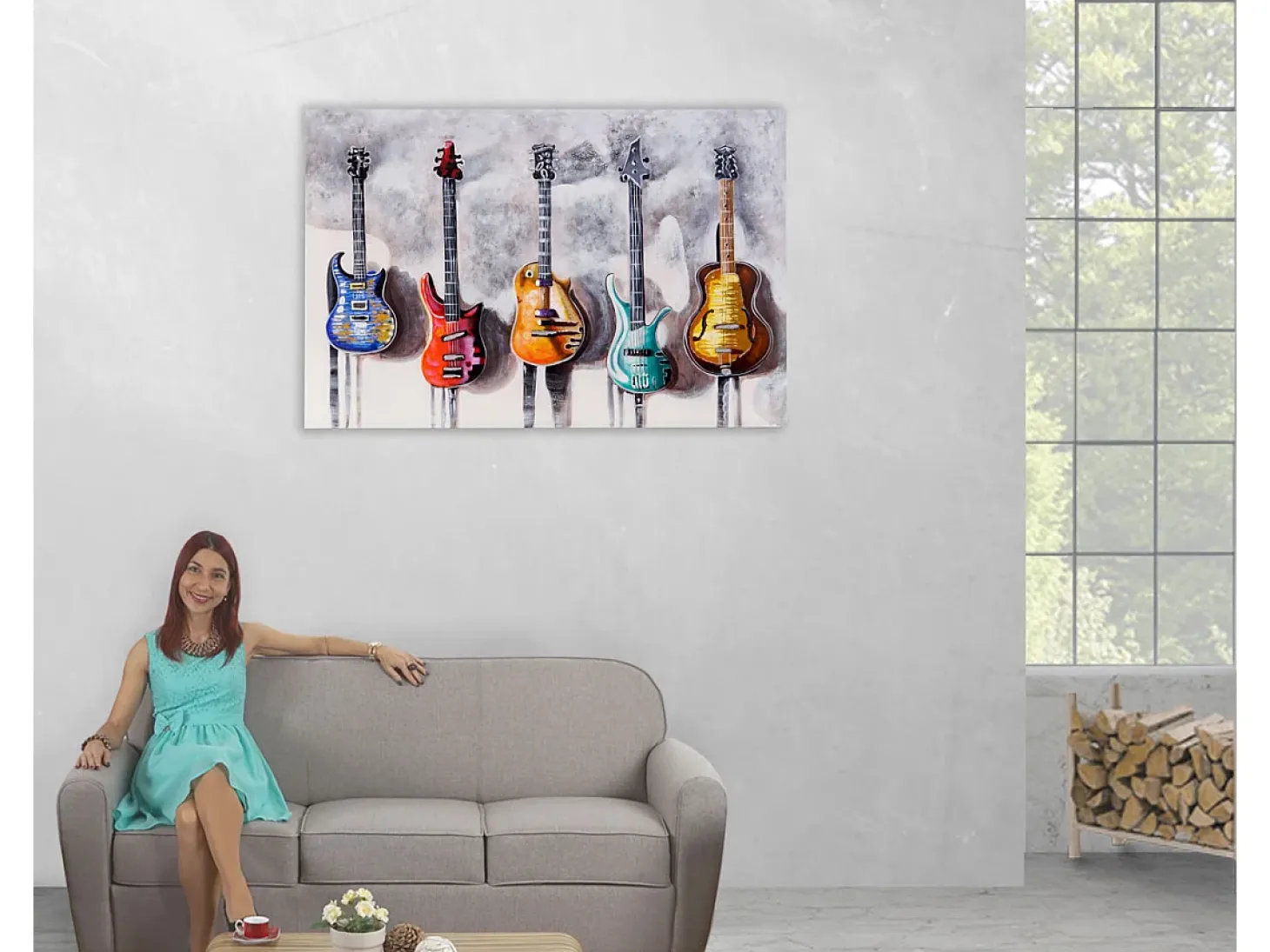 Pintura al óleo guitarras pintadas a mano