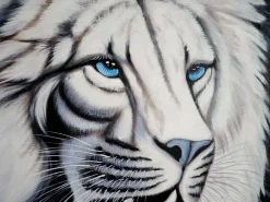 Pintura al óleo León blanco pintado a mano