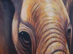 Pintura al óleo primer plano elefante pintado a mano