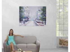 Pintura al óleo pueblo pintado a mano