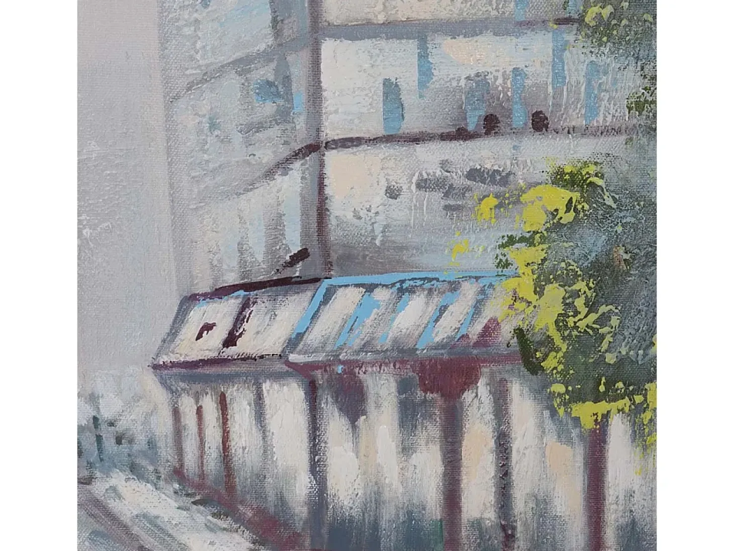 Pintura al óleo pueblo pintado a mano
