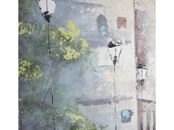 Pintura al óleo pueblo pintado a mano