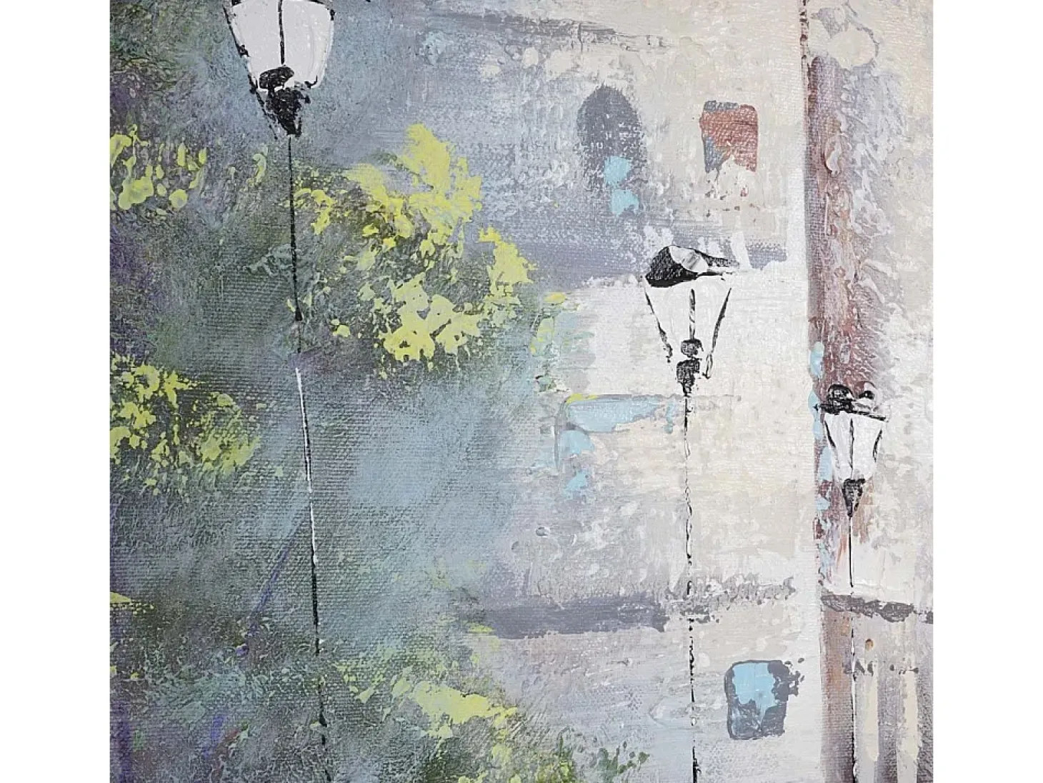 Pintura al óleo pueblo pintado a mano