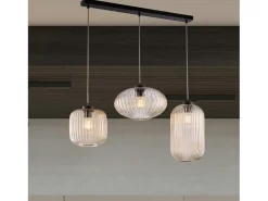 Pista Glamour negra con cristal ámbar decorado y cables eléctricos orientables, 3 luces