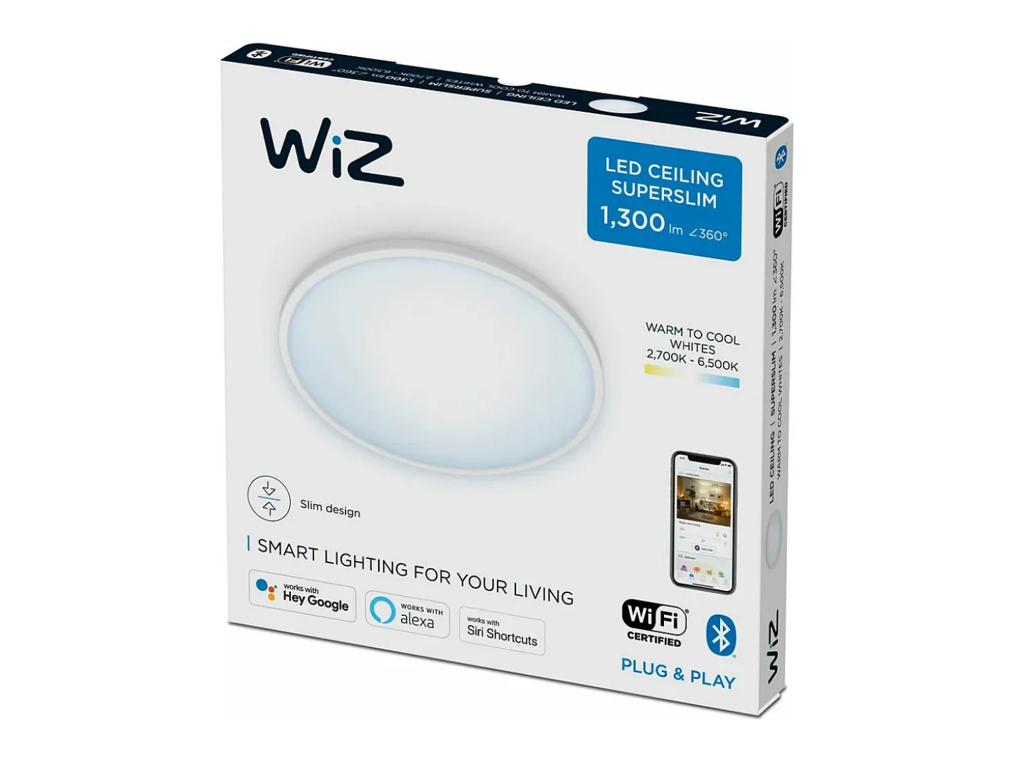 Plafón LED Regulable CCT Smart WiFi + Bluetooth 14W WiZ Blanco 2700K - 6500K