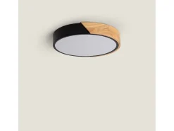 Plafón LED 18W Circular Madera Ø320 mm CCT Seleccionable Semi-Dari Negro