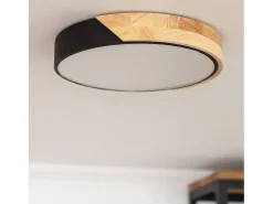 Plafón LED 18W Circular Madera Ø320 mm CCT Seleccionable Semi-Dari Negro