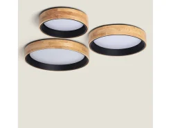 Plafón LED 30W Circular Madera Ø570 mm CCT Seleccionable Dari Negro