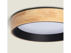 Plafón LED 20W Circular Madera Ø470 mm CCT Seleccionable Dari Negro