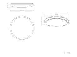 Plafón LED 24W Circular Metal Ø500 mm CCT Seleccionable Bari Gris