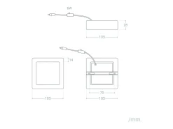 Plafón LED 6W Cuadrado Aluminio 105x105 mm Slim CCT Seleccionable Galán SwitchDimm Natural