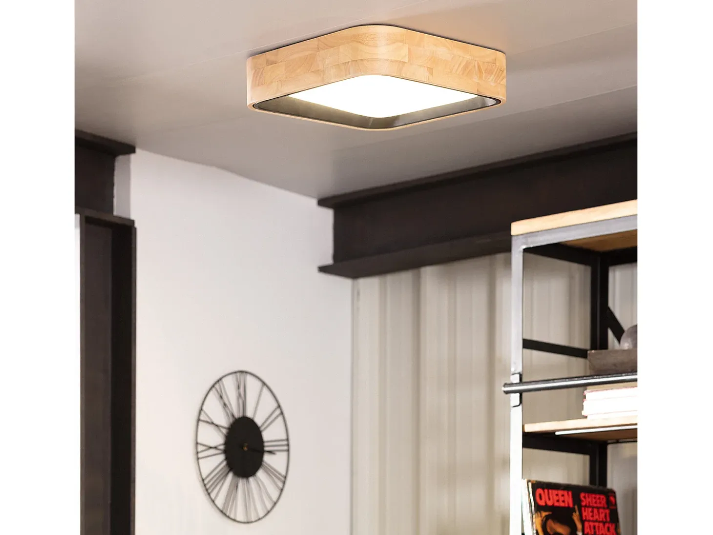 Plafón LED 15W Cuadrado Madera 370x370 mm CCT Seleccionable Dari Negro