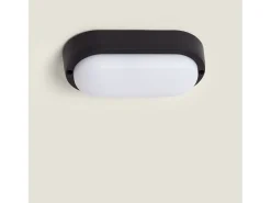 Plafón LED 15W Oval para Exterior 85x173 mm IP65 Black 6500K Blanco Frío
