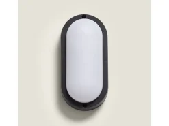Plafón LED 15W Oval para Exterior 85x173 mm IP65 Black 6500K Blanco Frío