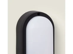 Plafón LED 15W Oval para Exterior 85x173 mm IP65 Black 3000K Blanco Cálido