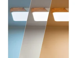 Plafón LED 30W Rectangular Madera y Metal 625x425 mm CCT Seleccionable Semi-Dari Blanco