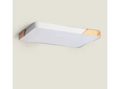 Plafón LED 30W Rectangular Madera y Metal 625x425 mm CCT Seleccionable Semi-Dari Blanco
