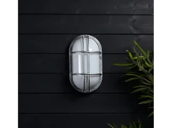 Plafón Oval para Exterior 260x146 mm Fjord Acero Galvanizado Plateado