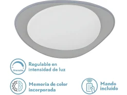 Plafon Daire Gris Led 72w Regulable Control Remoto