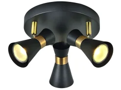 Plafon De 3 Focos Orientables Maximo Negro-cuero