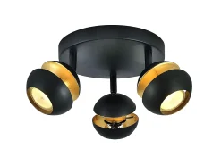 Plafon De 3 Focos Para Baño Modelo Beethoven Negro/oro