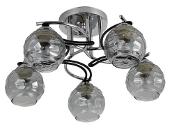 Plafon Etna Cromo De 5 Luces Con Tulipas Cristal