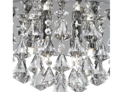 Plafoniera Classica Hanna Acciaio Cromo Vetro Pendente 8 Luci G9 D55Cm