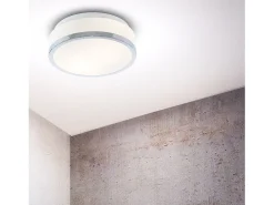 Plafoniera Contemporanea Formaggio Acciaio Cromo Vetro Bianco 1 Luce E27 23Cm