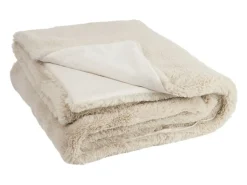 Plaid de tela beige de 180x130x3 cm