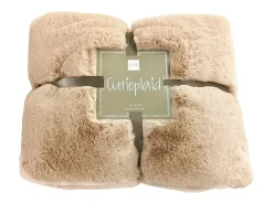 Plaid de tela beige de 180x130x3 cm