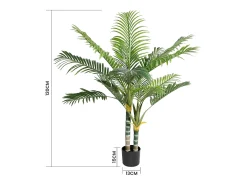 Planta verde artificial - palma en maceta H 120 cm - palma muy realista - 2 troncal y 15 sábanas - con maceta