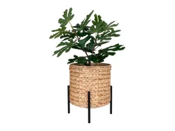 Plantador redondo en jacinto de agua marrón y negra 26.5 x 26.5 x 28 cm