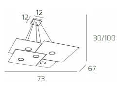 Plate Sospensione 5 Luci Grigio