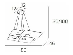 Plate Sospensione 4 Luci Quadra Bianco