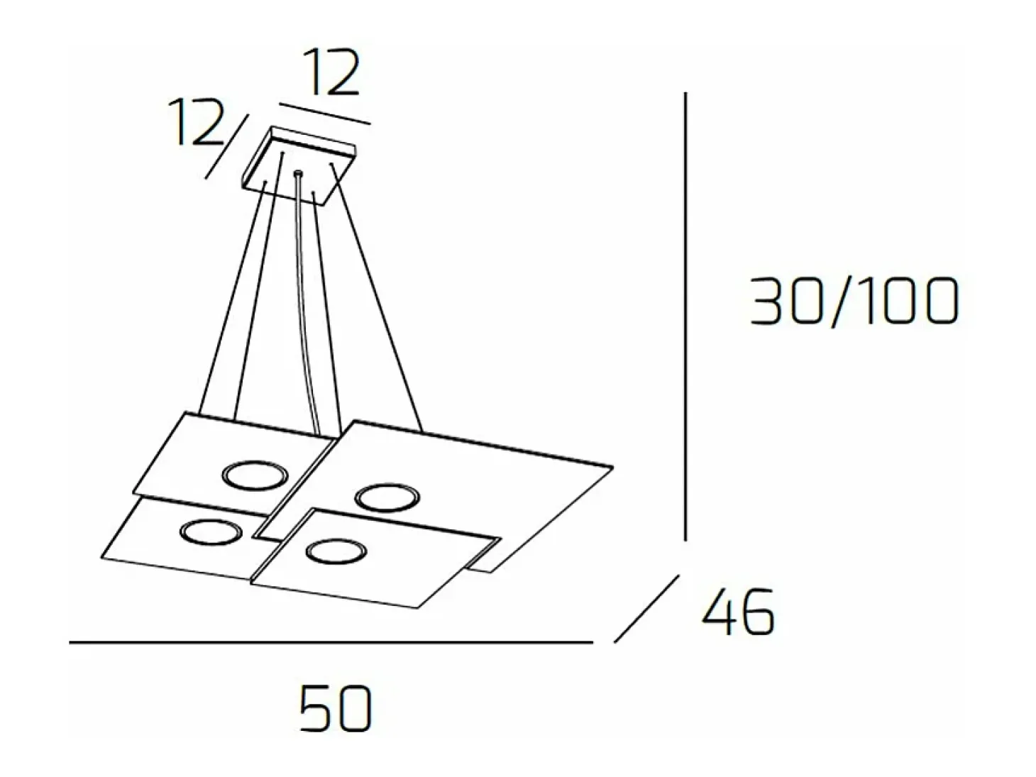 Plate Sospensione 4 Luci Quadra Sabbia