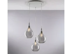 Pluvia Lámpara colgante de hierro con cristal pyrex gris 3 luces 141 Ø50 BL264-S3-GR