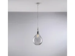 Pluvia Lámpara de suspensión de hierro con cristal pyrex gris 1 luz 142 Ø20 BL264-S1-GR