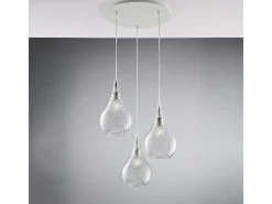 Pluvia Lámpara de suspensión de hierro con cristal pyrex transparente 3 luces 141 Ø50 BL264-S3-TR