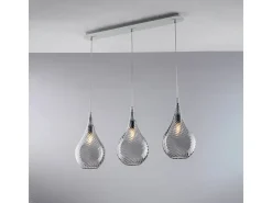 Pluvia Riel de hierro con cristal pyrex gris 3 luces L.75 X 10 BL264-BIN3-GR