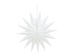 Poinsettia Lindvallen con colgante de papel claro Ø51cm blanco.