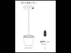 Poldina Reverso Solar L Corten - Lámpara de pie LED solar y recargable 11,7W - Lámpara de pie para exterior e interior H.156cm