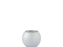 Portavelas bola de vidrio plateado 12x12x9.5 cm