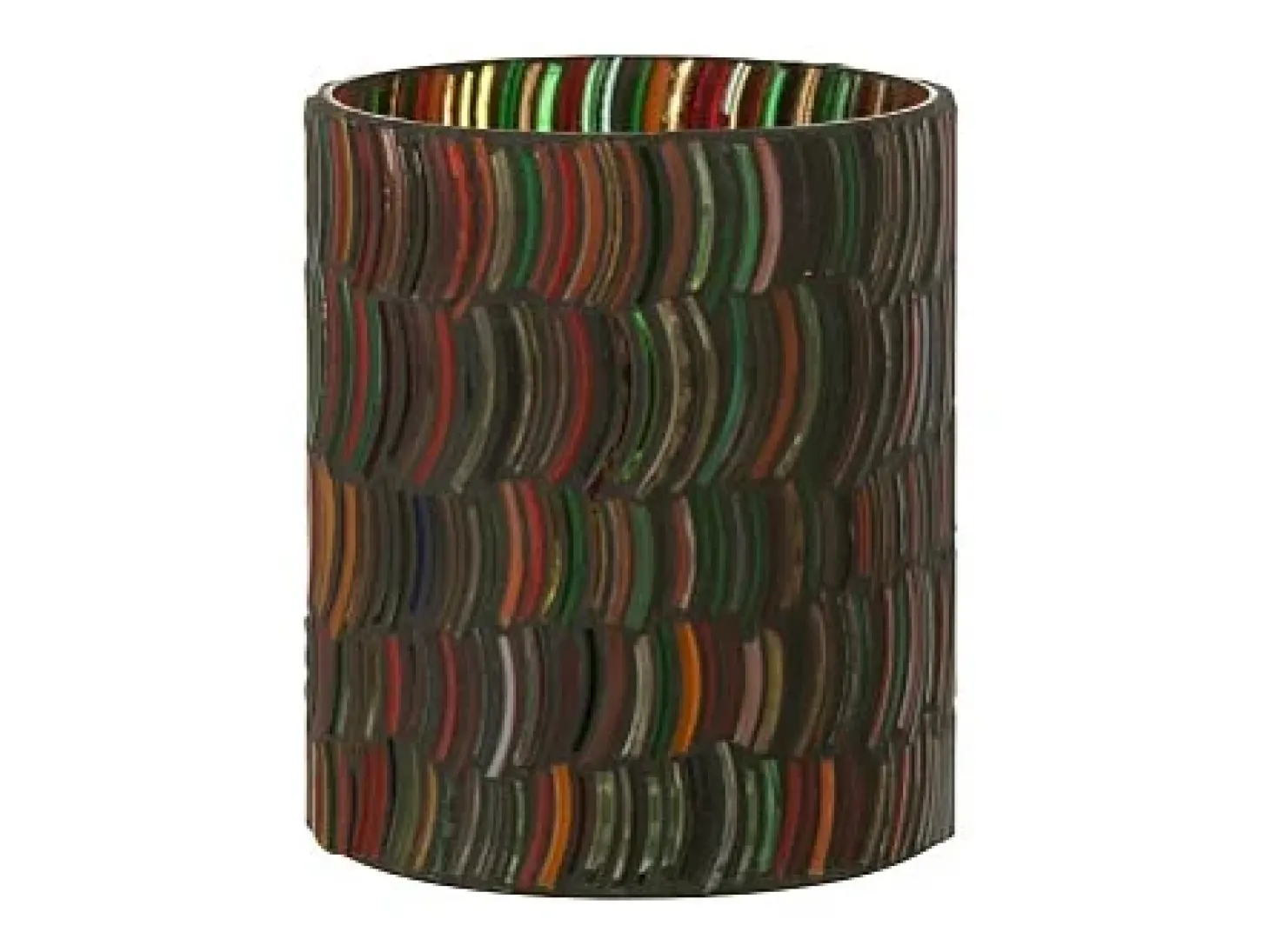 Portavelas curvo de vidrio multicolor 10x10x12.5 cm