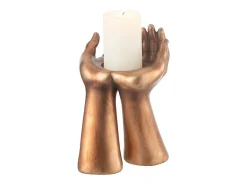 Portavelas de poliresina cobre 19*17.5*25 cm