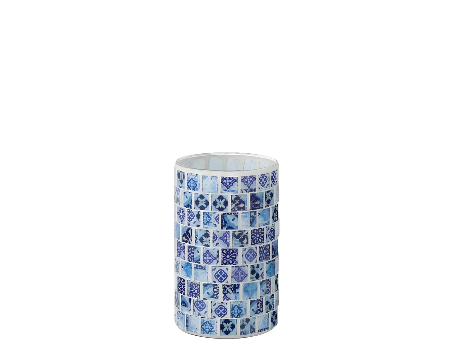 Portavelas de vidrio azul 9.3x9.3x9.3 cm