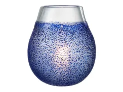 Portavelas de vidrio azul 21x21x25 cm