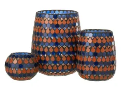 Portavelas de vidrio azul en forma de gota 17x17x21 cm