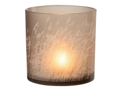 Portavelas de vidrio beige de 15x15x15 cm