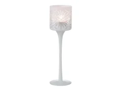 Portavelas de vidrio blanco 7x7x25 cm